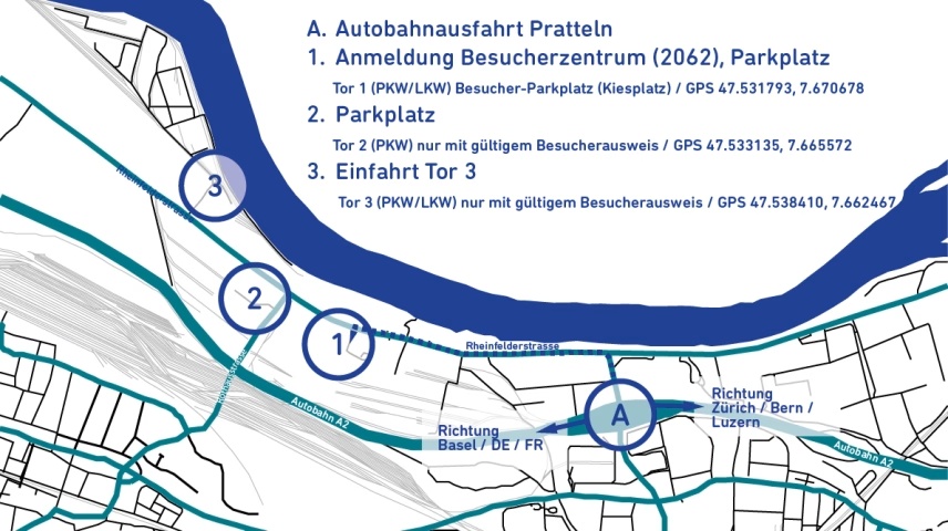 Driving directions map for GETEC PARK.MUTTENZ
